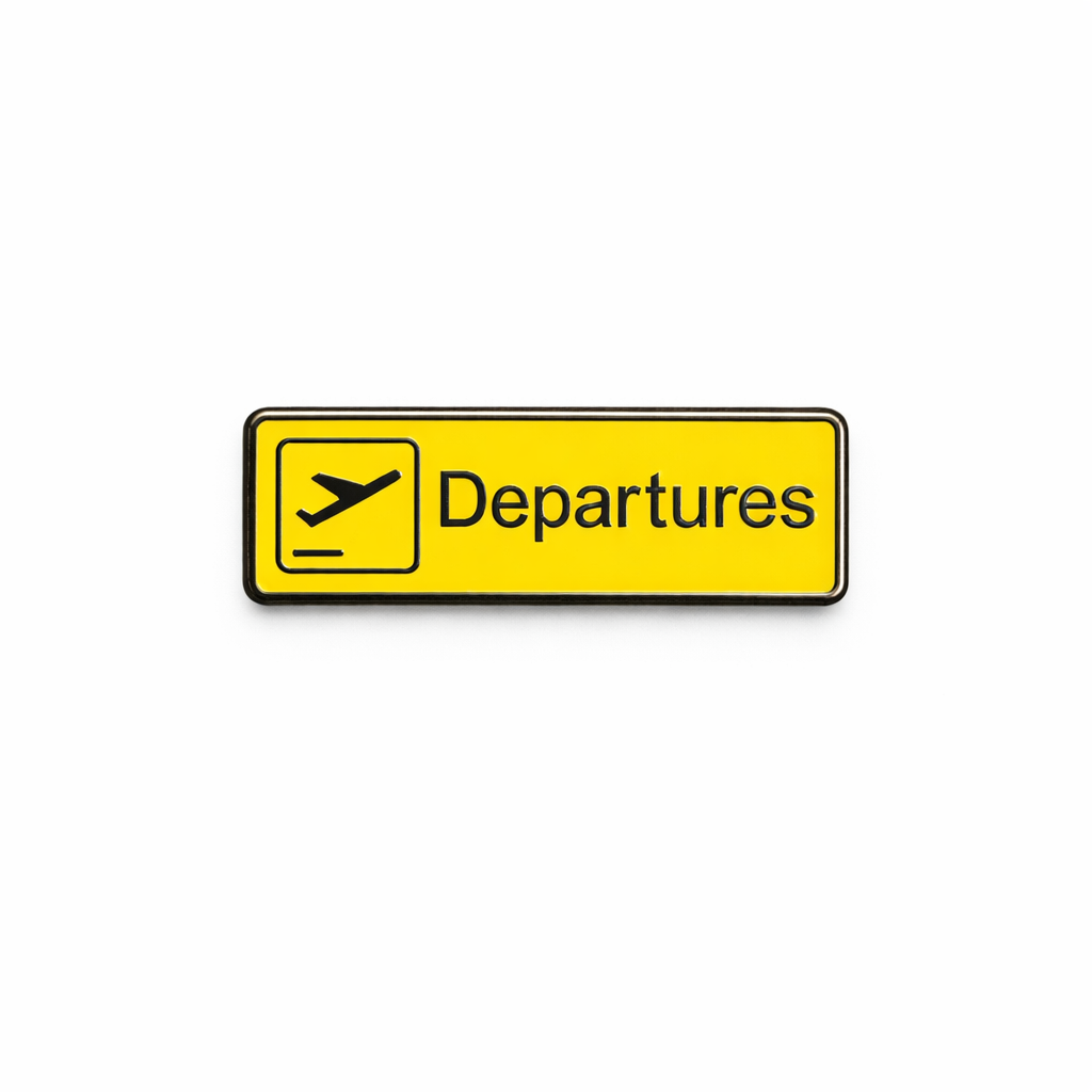 Departures Airport Sign Metal Phone Sticker With 3M Sticky Backing