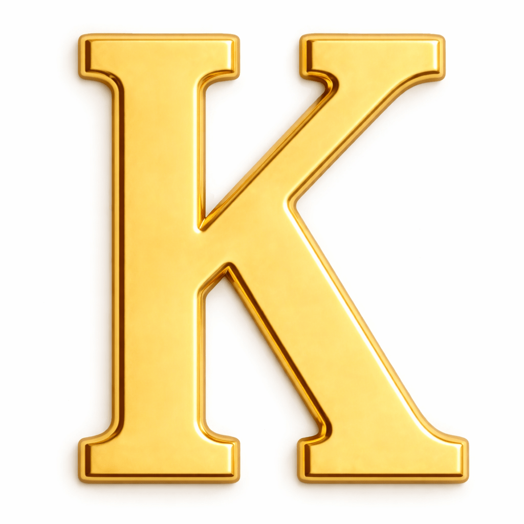Gold Letter K Metal Phone Sticker With 3M Sticky Backing - StickyPins