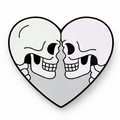 Skeleton Lovers Heart Metal Phone Sticker With 3M Sticky Backing - StickyPins