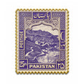 Pakistan Purple Vintage Postage Stamp Metal Phone Sticker With 3M Sticky Backing Desi Design